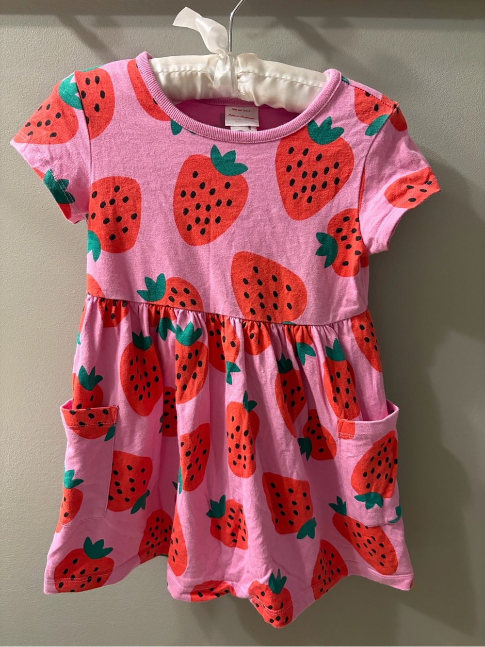 Hanna Andersson Pink Strawberry Print Pocket Dress